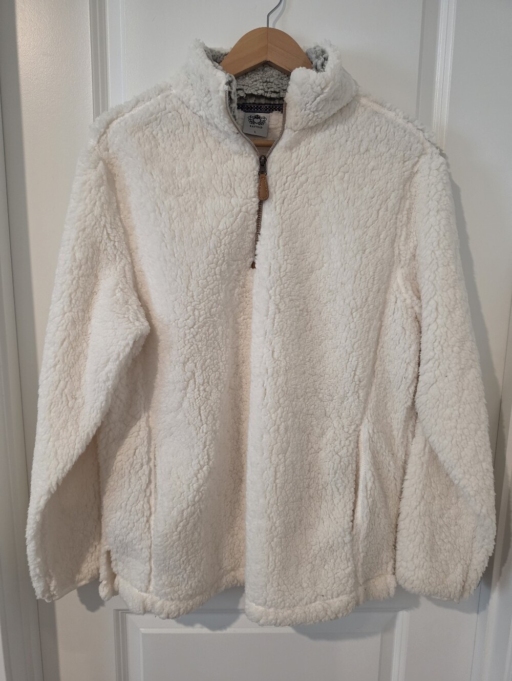 KATYDID Ivory Sherpa Fleece Quarter Zip Pullover Size Large